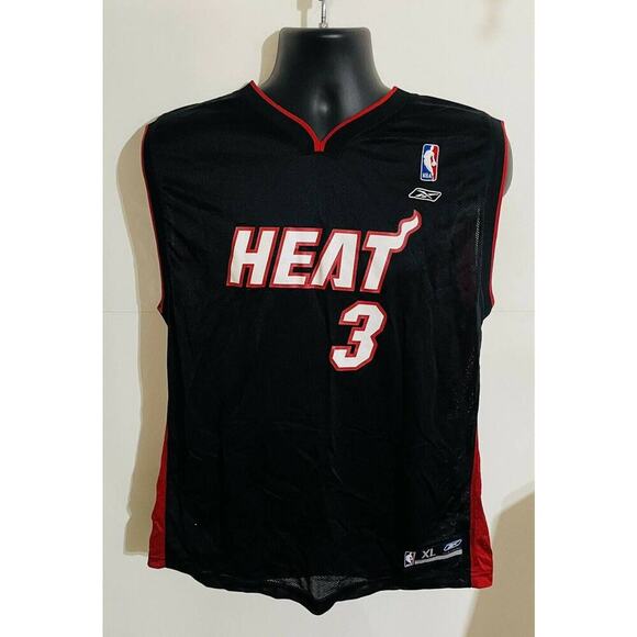 Vtg Reebok Dwyane WADE #3 Miami Heat Sz XL NBA SEWN Basketball Jersey Black - Picture 1 of 3